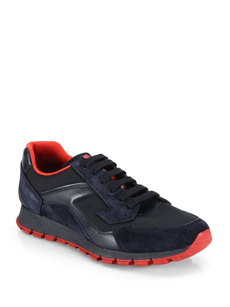 prada suede sneakers blue|prada suede sneakers men.